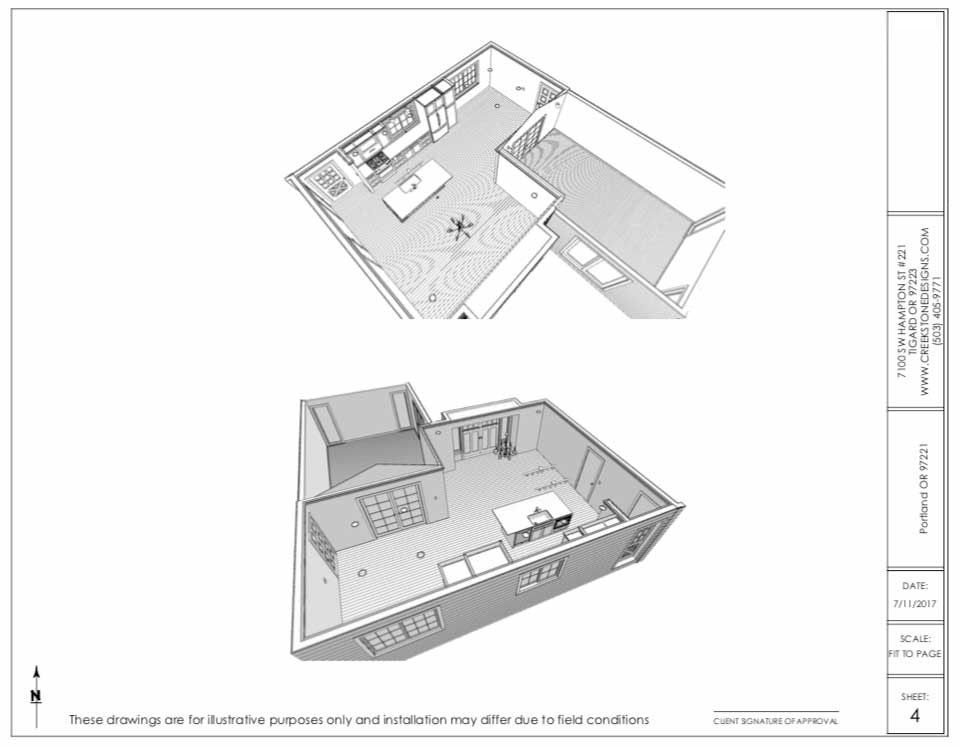 Kitchen-3D-drawings3D rendering of kitchen remodel in Portland