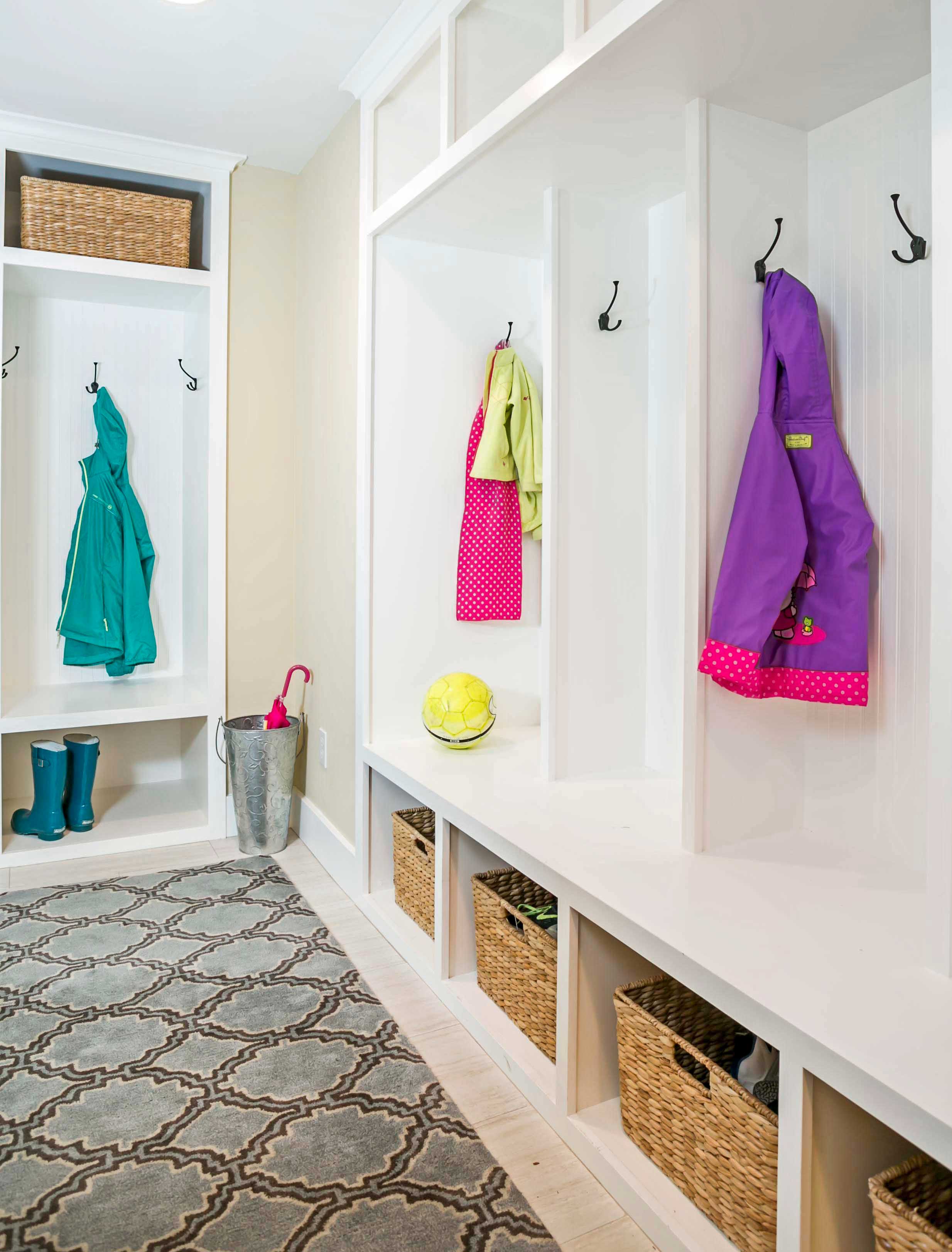 Mudroom basement remodel with built in storage