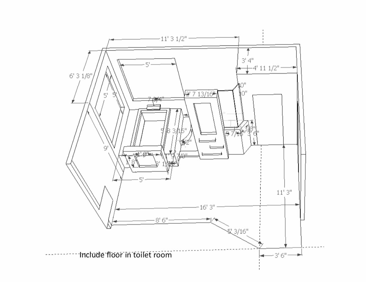 Sketch of bathroom remodel in Portland