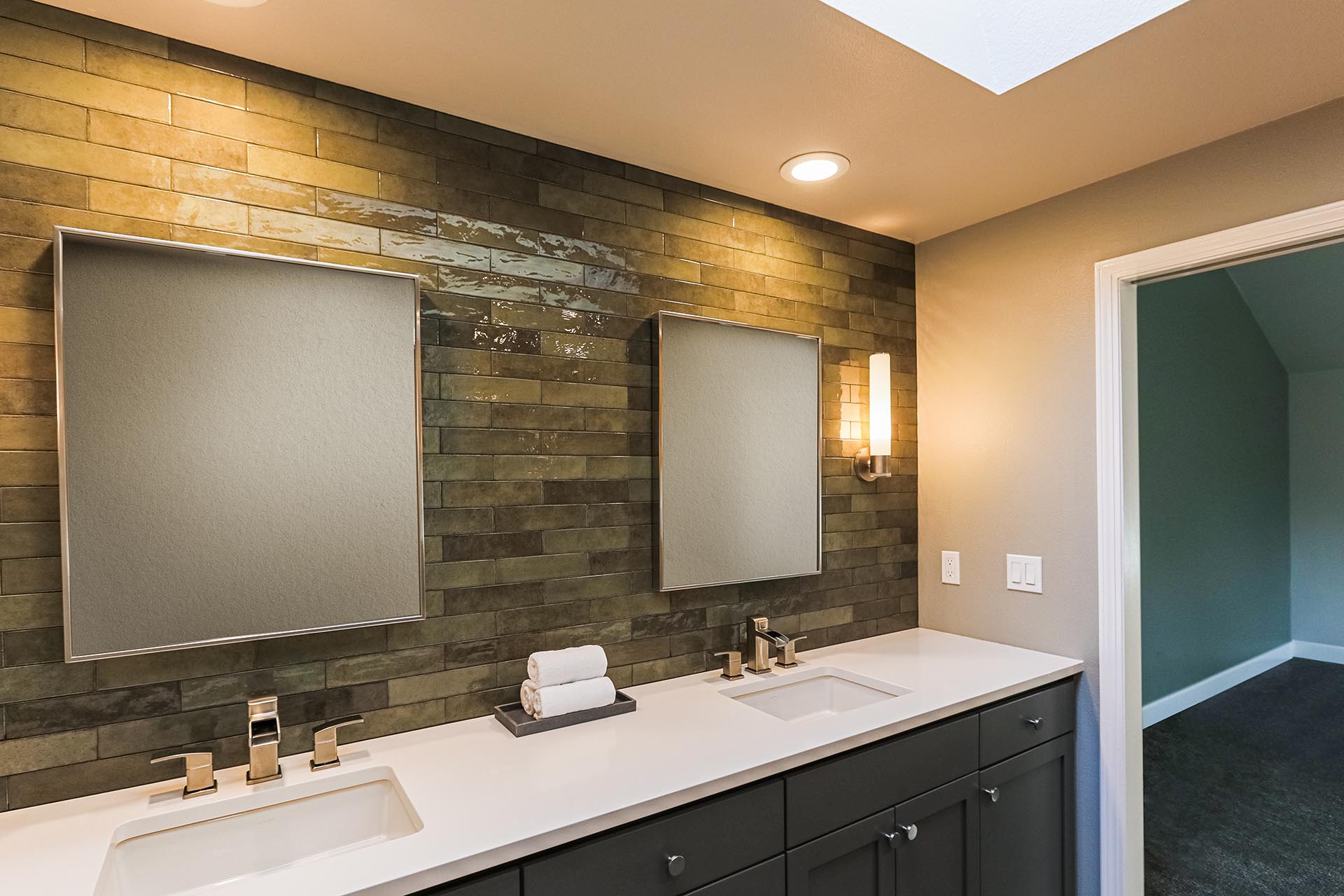 bathroom vanity with door