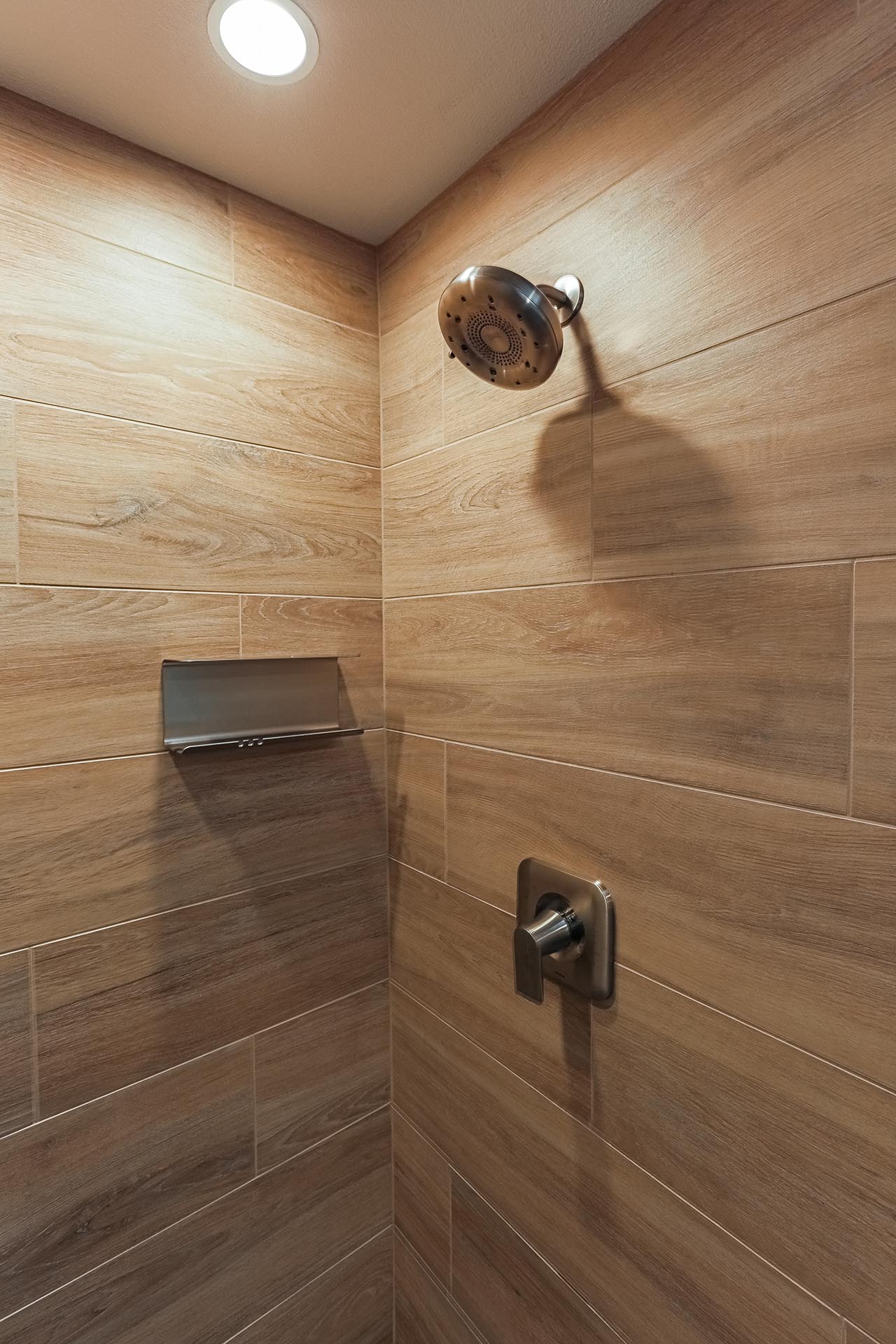 close up of shower tile