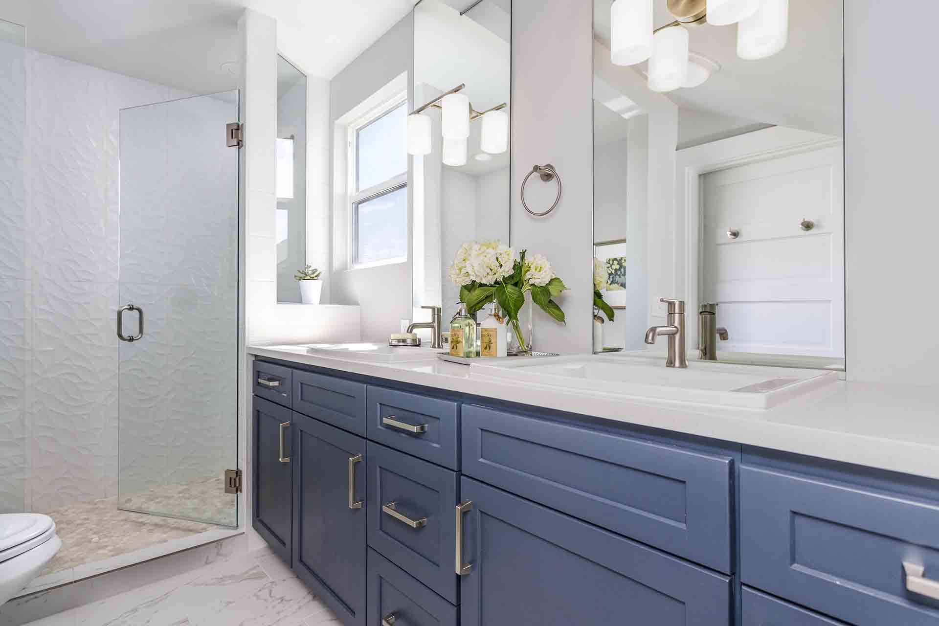 blue bathroom vanity