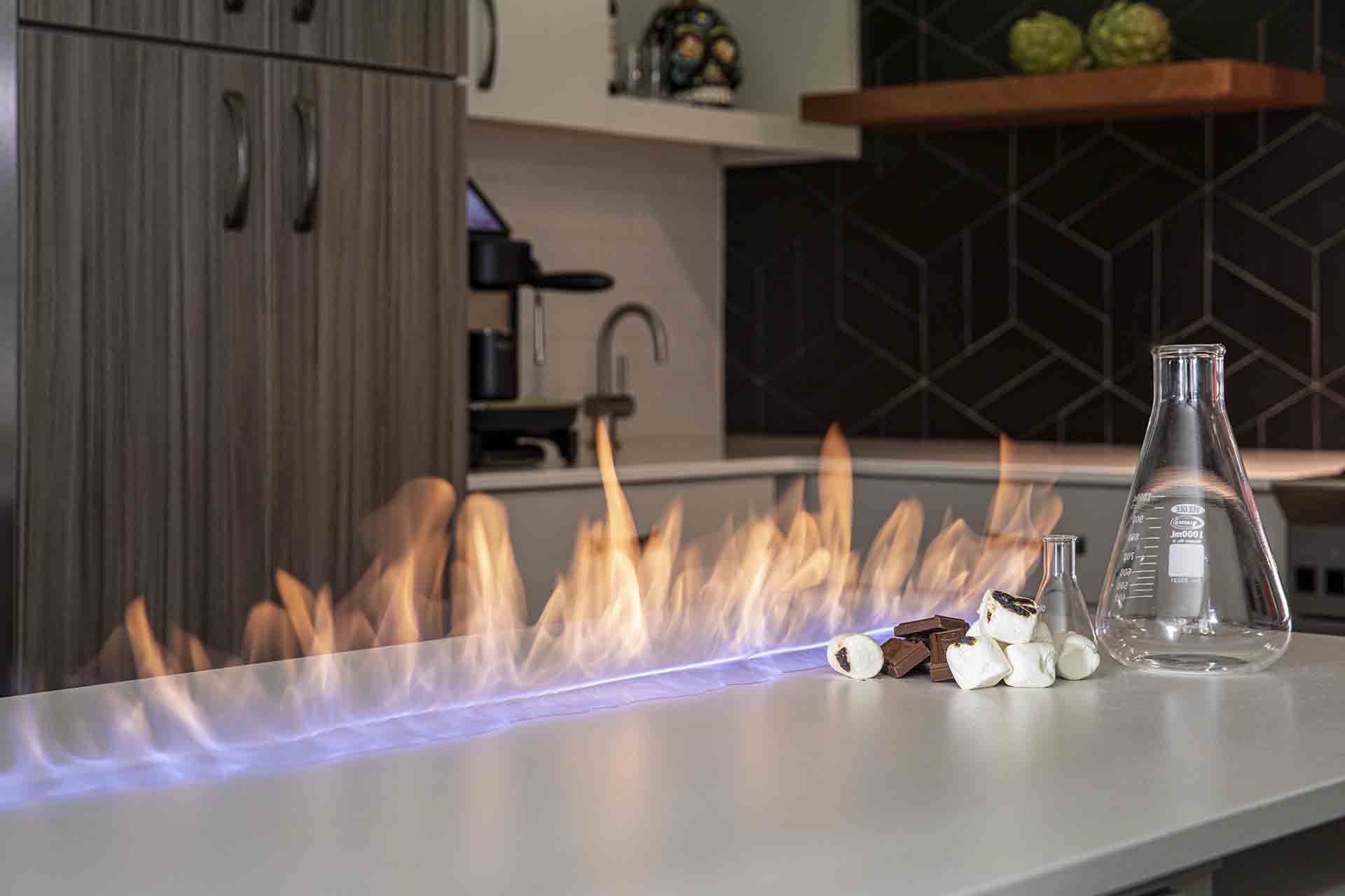 kitchen island fireplace