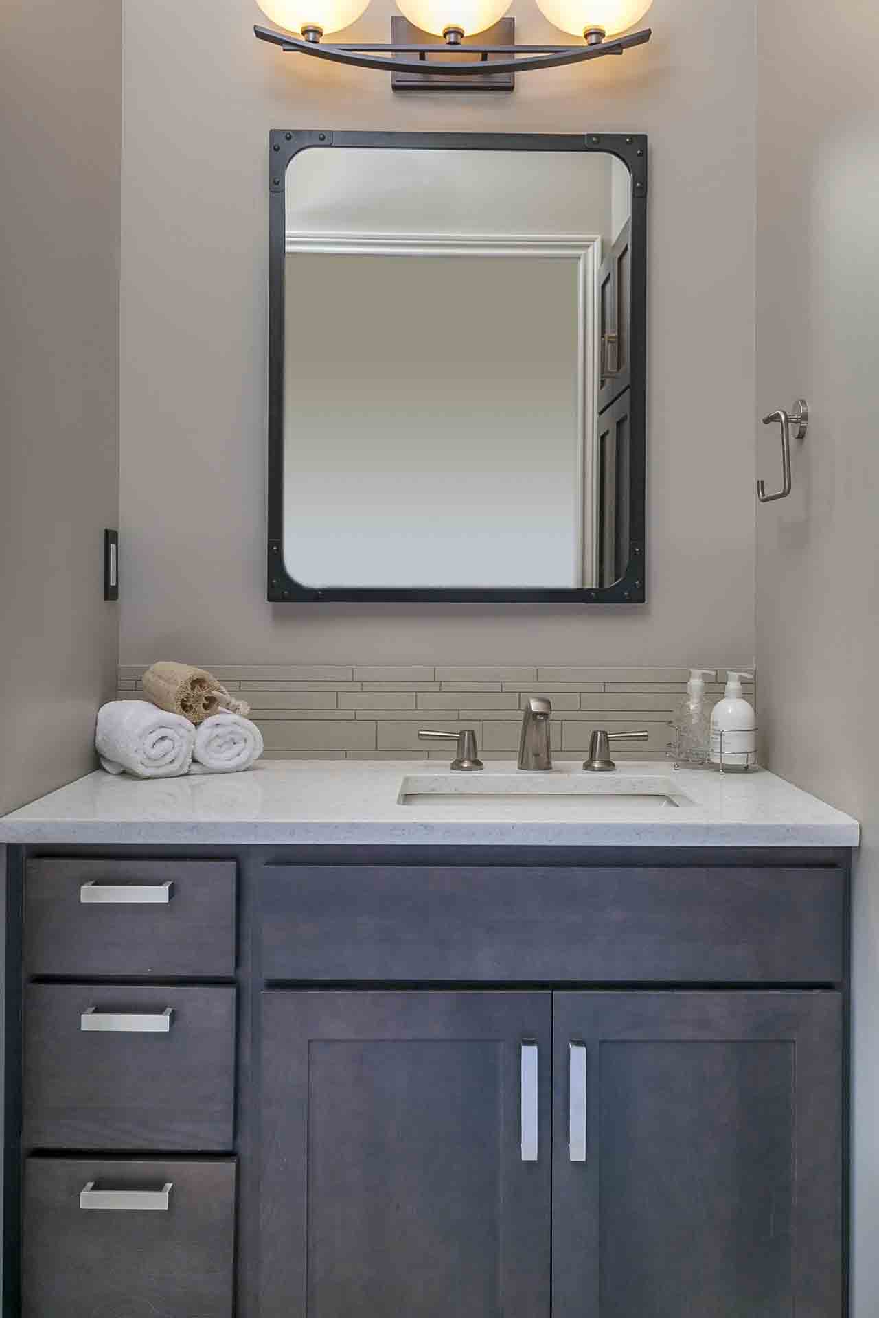 straight on image of guest bathroom vanity