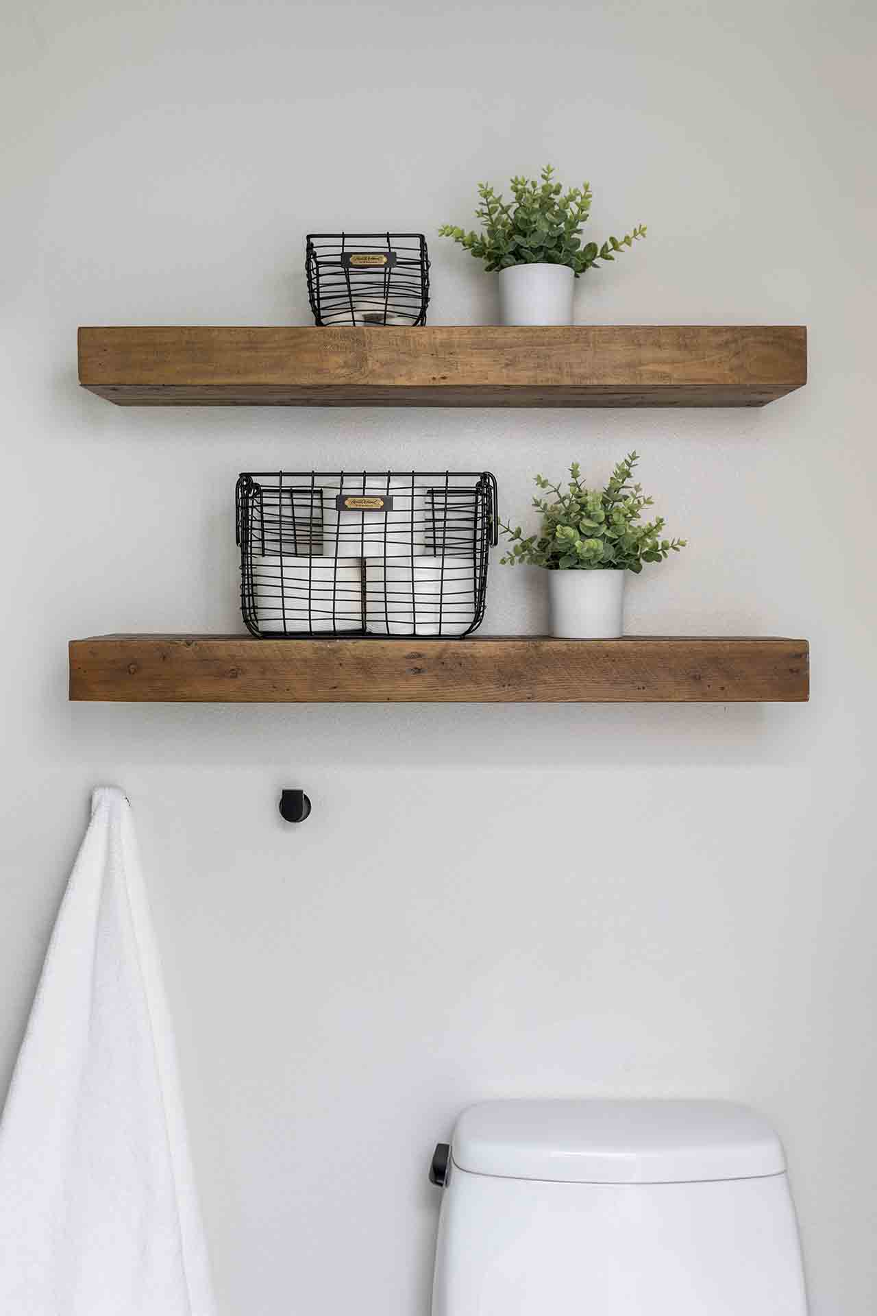 Toilet and floating shelves