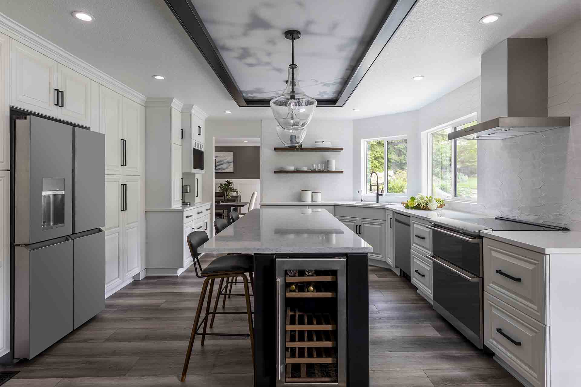 Kitchen Island and Wine Cooler