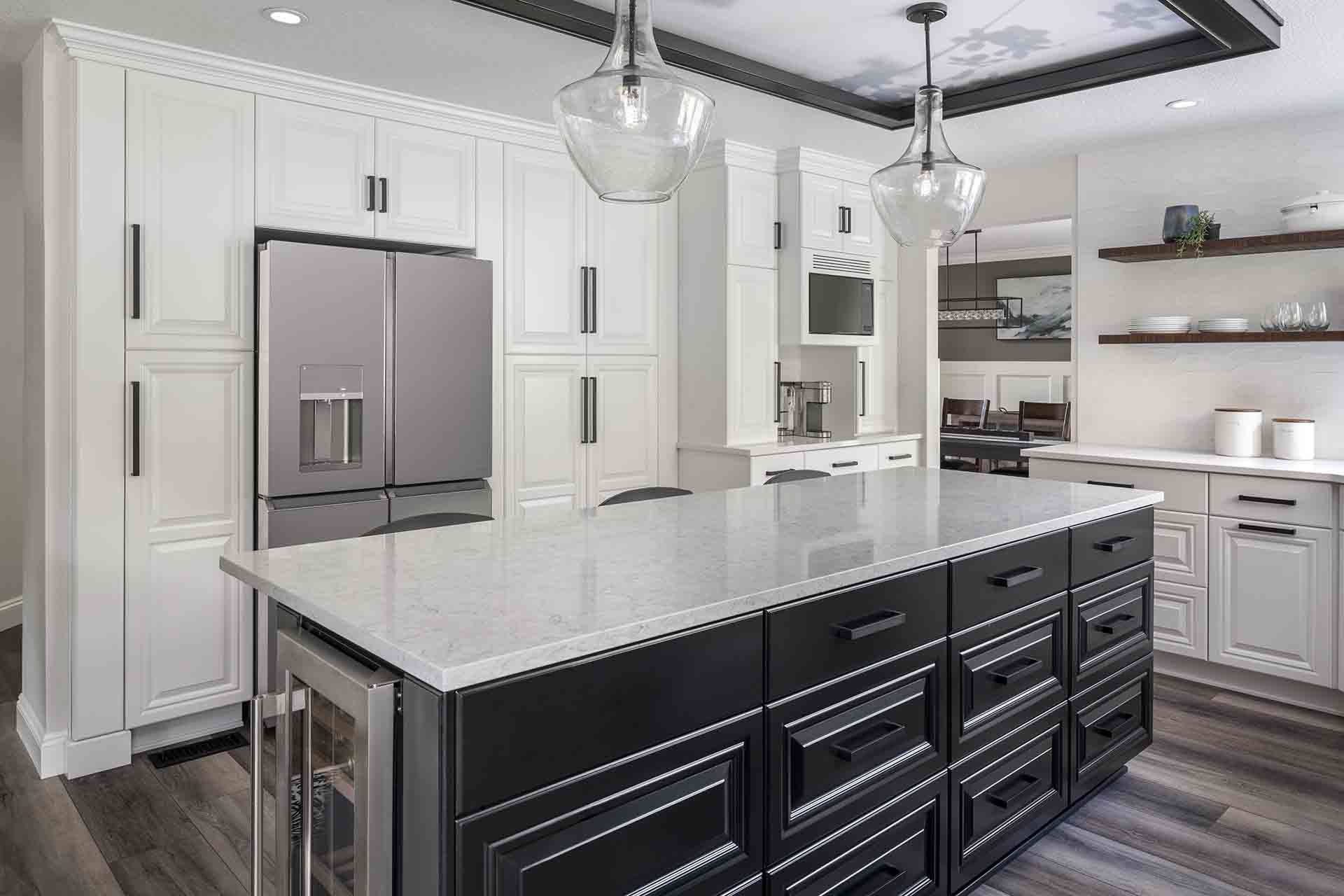 Kitchen Island and Fridge