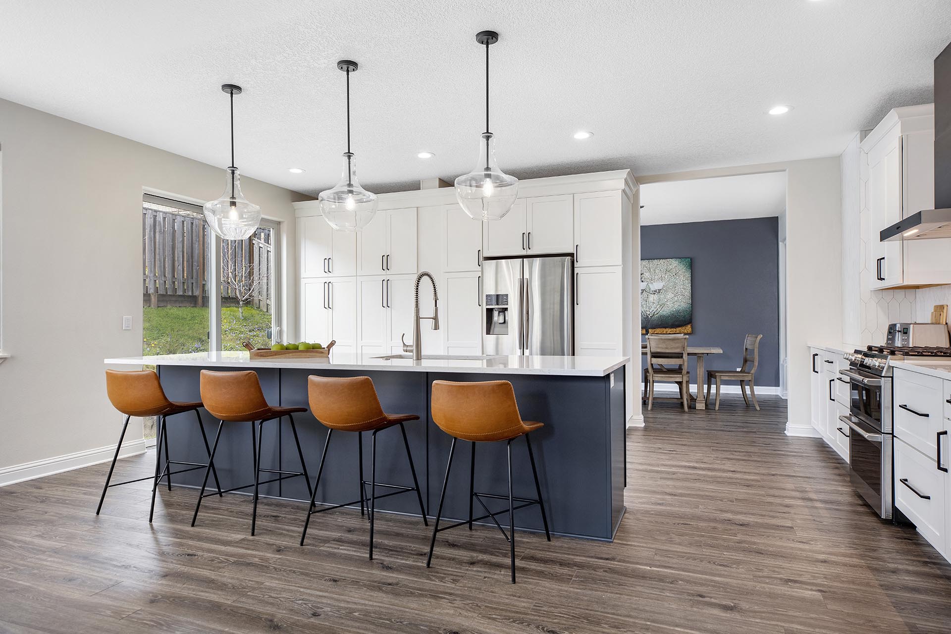 Blue and white kitchen