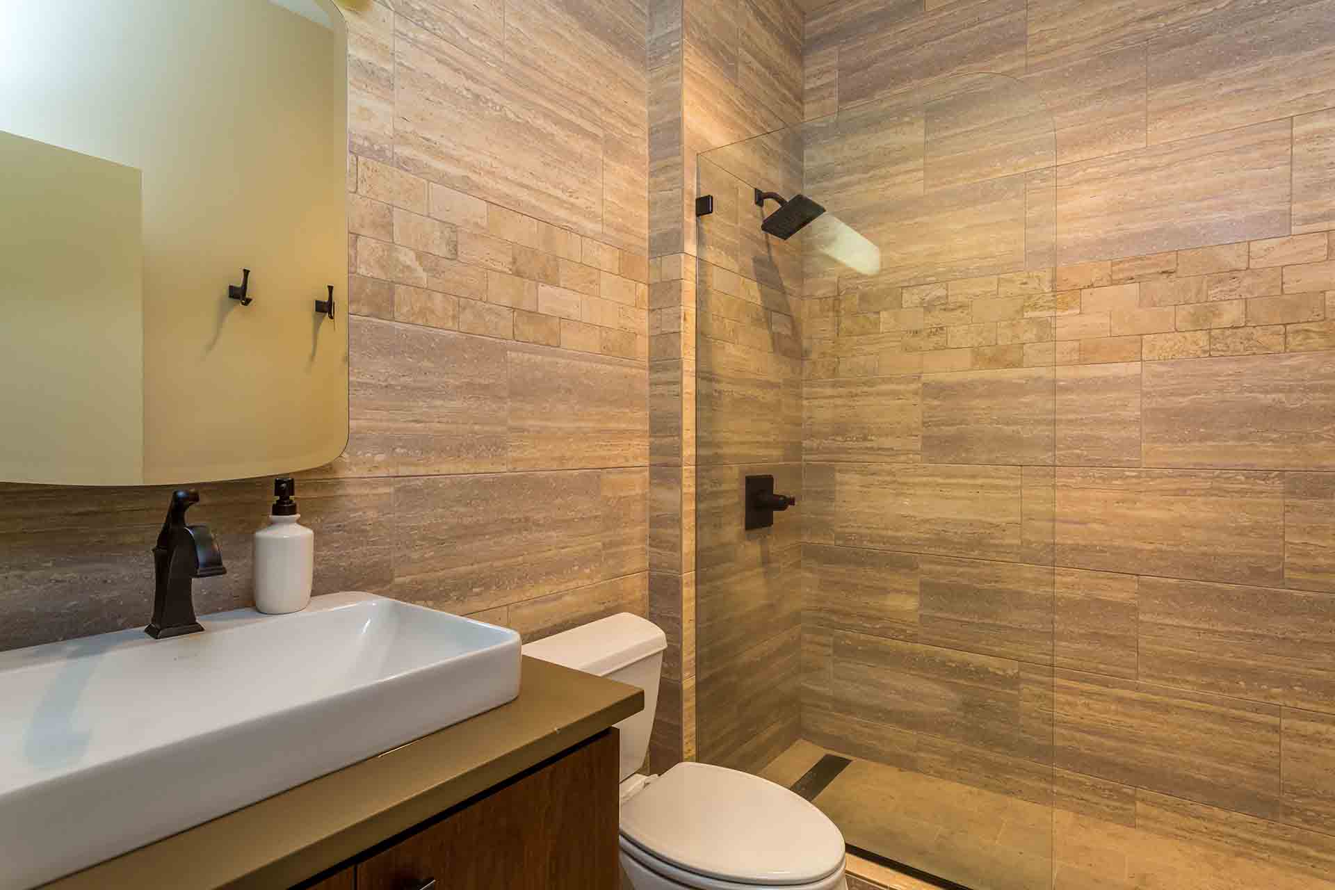 bathroom with sink and shower