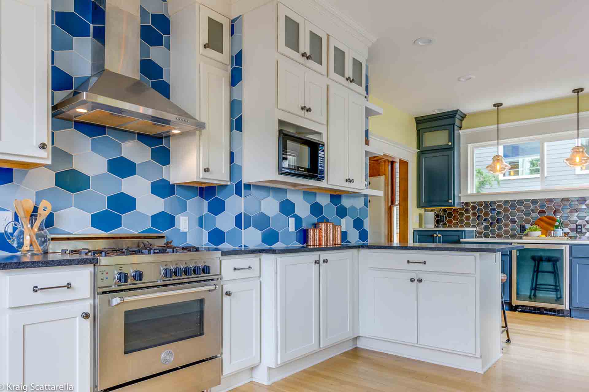 kitchen counters with oven
